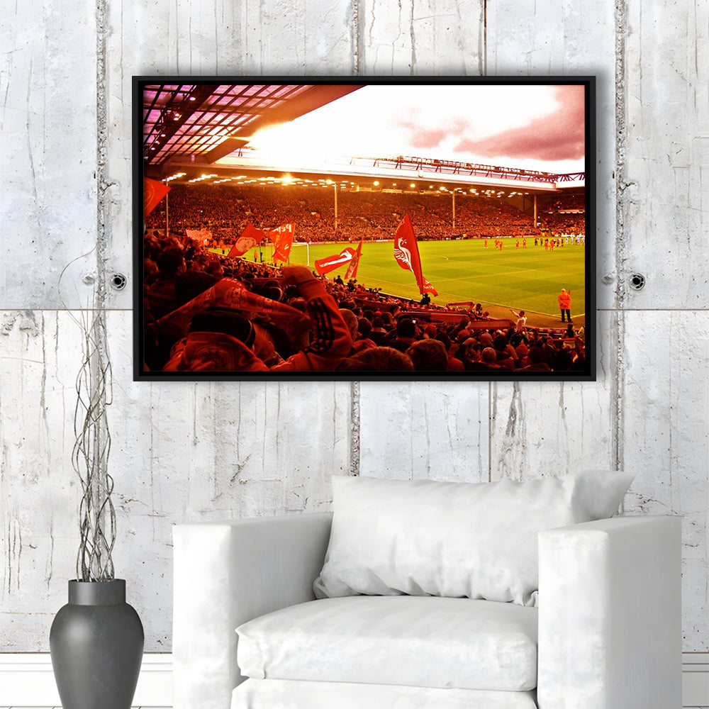 Anfield Stadium in Liverpool, Stadium Canvas, Sport Art, Framed Canvas Print Wall Art, Floating Frame