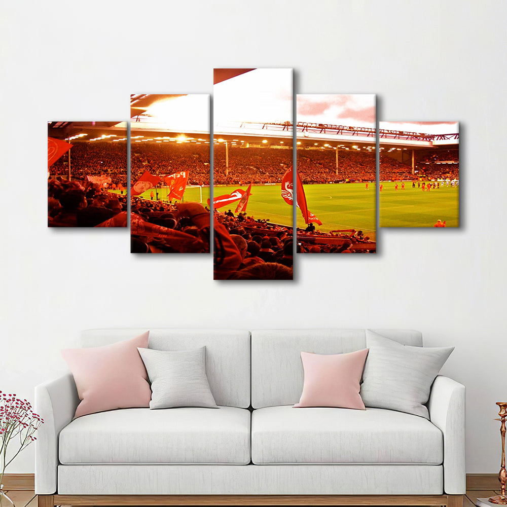 Anfield Stadium in Liverpool, Stadium Canvas, Sport Art, Gift for him, 5 Panel, Large Canvas, Canvas Print Wall Art