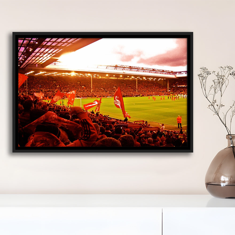 Anfield Stadium in Liverpool, Stadium Canvas, Sport Art, Framed Canvas Print Wall Art, Floating Frame
