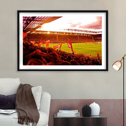 Anfield Stadium in Liverpool, Stadium Canvas, Sport Art, Gift for him, White Border Framed Art Print Wall Decor