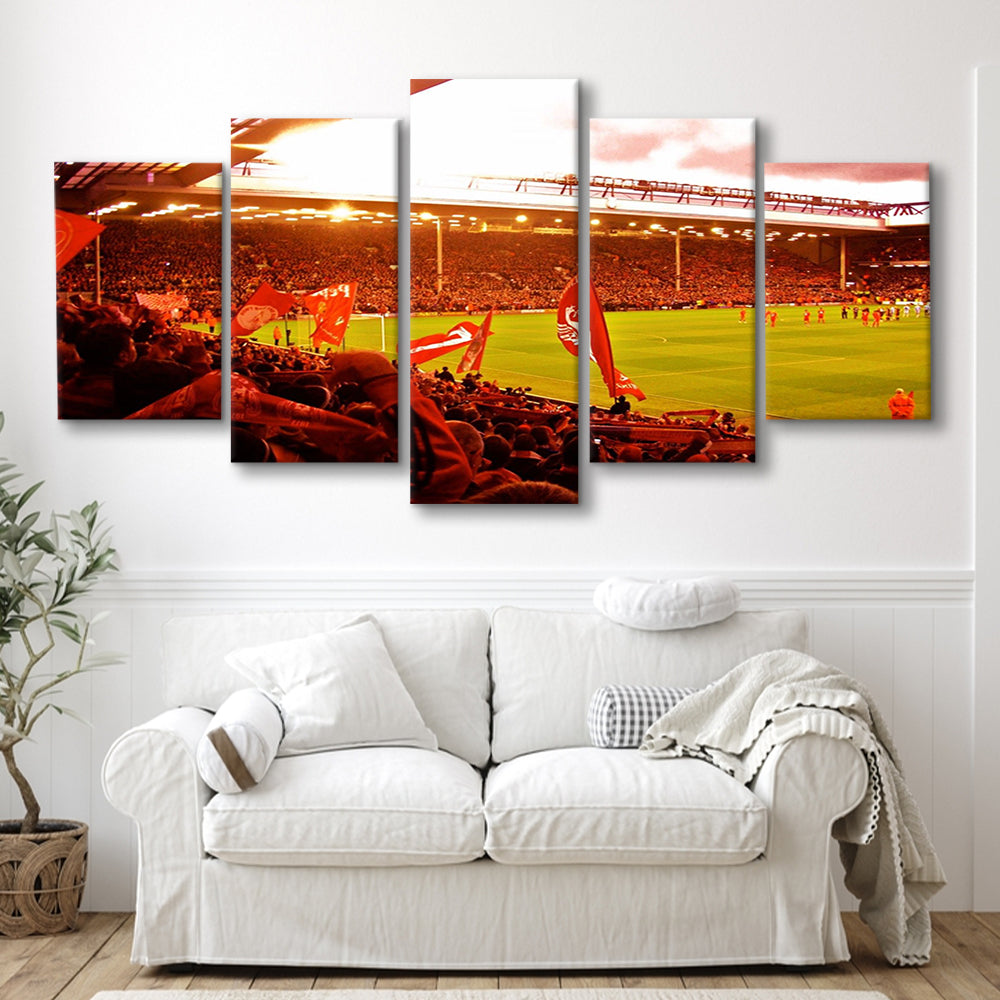 Anfield Stadium in Liverpool, Stadium Canvas, Sport Art, Gift for him, 5 Panel, Large Canvas, Canvas Print Wall Art