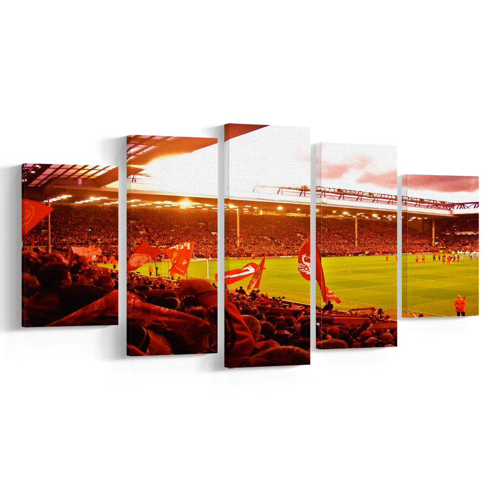 Anfield Stadium in Liverpool, Stadium Canvas, Sport Art, Gift for him, 5 Panel, Large Canvas, Canvas Print Wall Art
