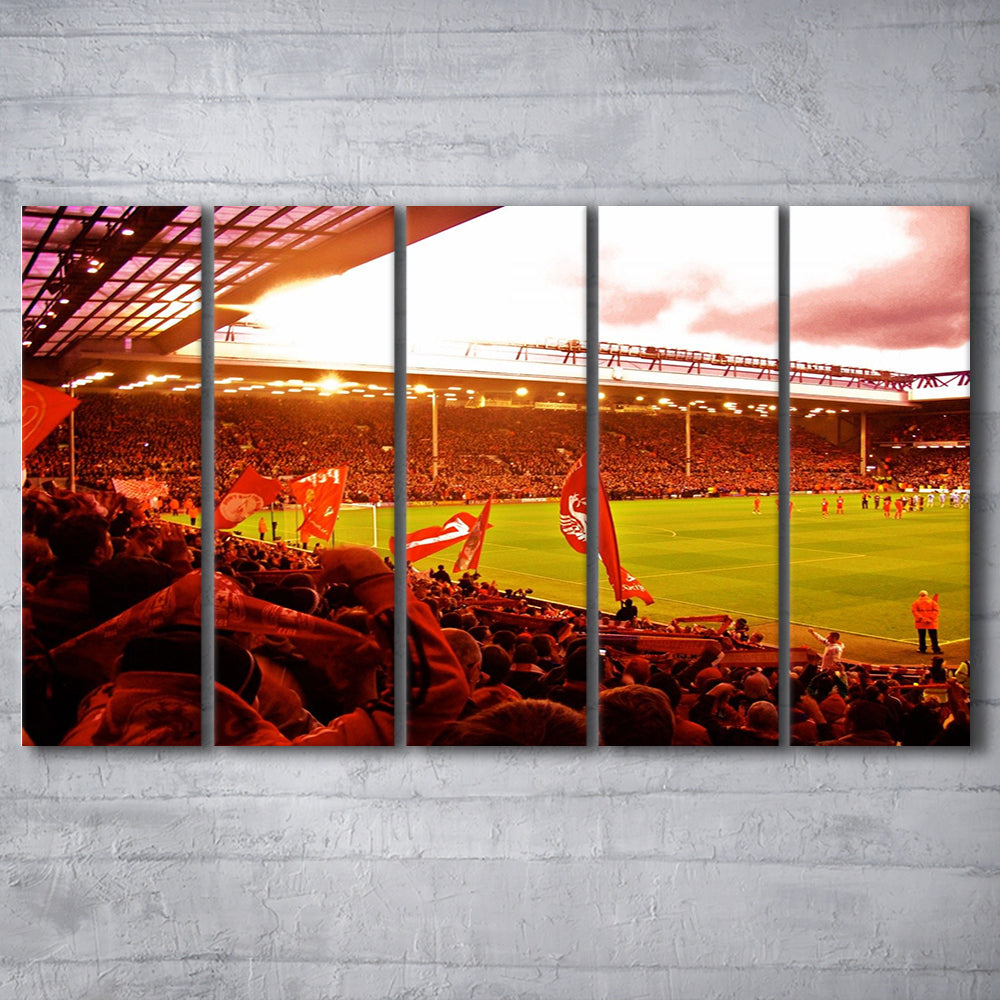 Anfield Stadium in Liverpool, Stadium Canvas, Sport Art, 5 Panel B, Extra Large Canvas, Canvas Print Wall Art