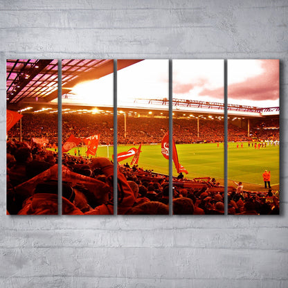 Anfield Stadium in Liverpool, Stadium Canvas, Sport Art, 5 Panel B, Extra Large Canvas, Canvas Print Wall Art