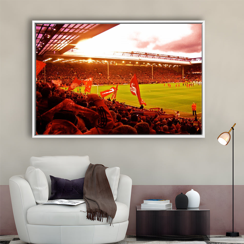 Anfield Stadium in Liverpool, Stadium Canvas, Sport Art, Framed Canvas Print Wall Art, Floating Frame