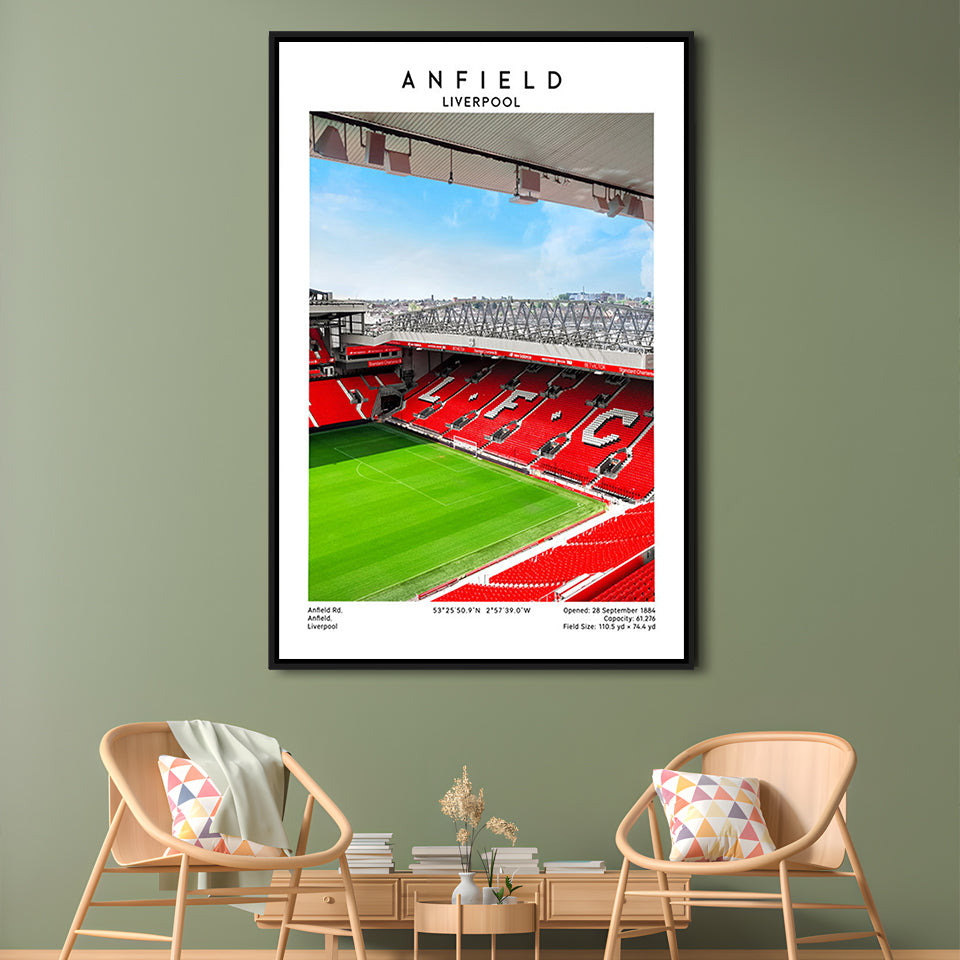 Anfield Stadium Print, Football Stadium Art Stadium Wall Art, Soccer Artwork For Fans, Framed Canvas Prints Wall Art