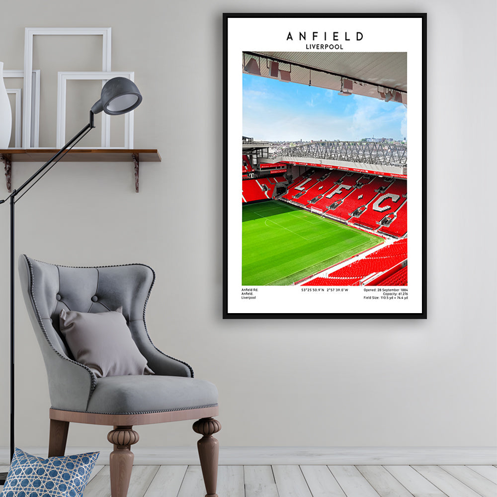 Anfield Stadium Print, Football Stadium Art Stadium Wall Art, Soccer Artwork For Fans, Framed Canvas Prints Wall Art