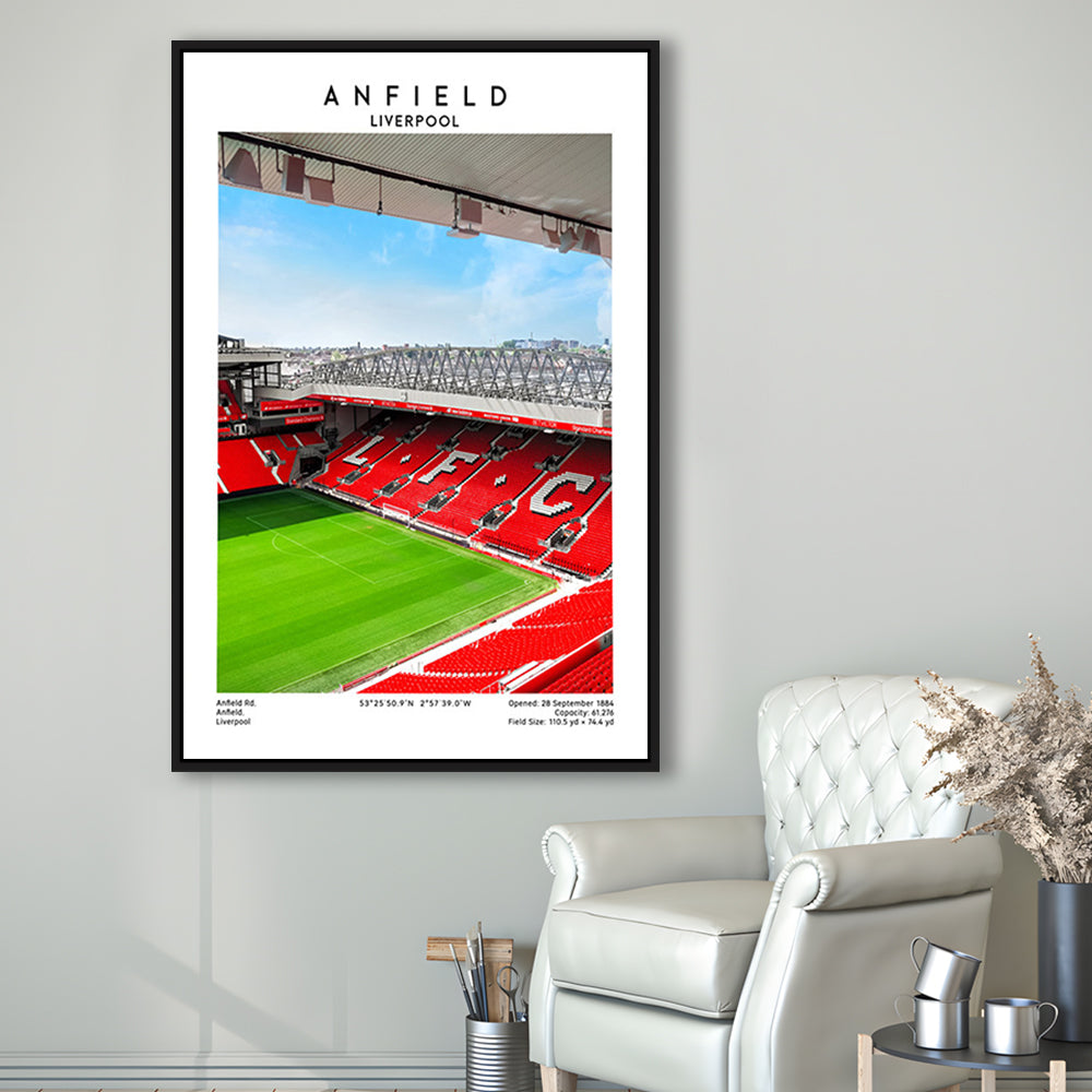 Anfield Stadium Print, Football Stadium Art Stadium Wall Art, Soccer Artwork For Fans, Framed Canvas Prints Wall Art