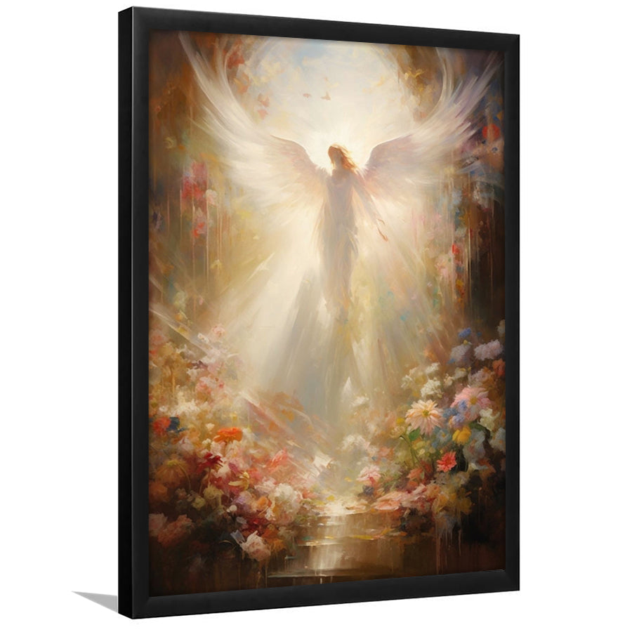 Angel Painting, Angel in Heaven With Heavenly Light, Framed Art Print Wall Decor, Picture Framed