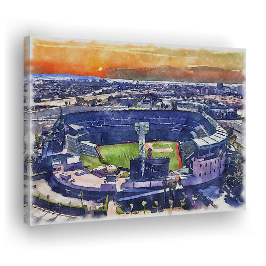 Angel Stadium Painting Canvas, Los Angeles Angels Watercolor, Sport Art, Gifts for him, Canvas Print Wall Art