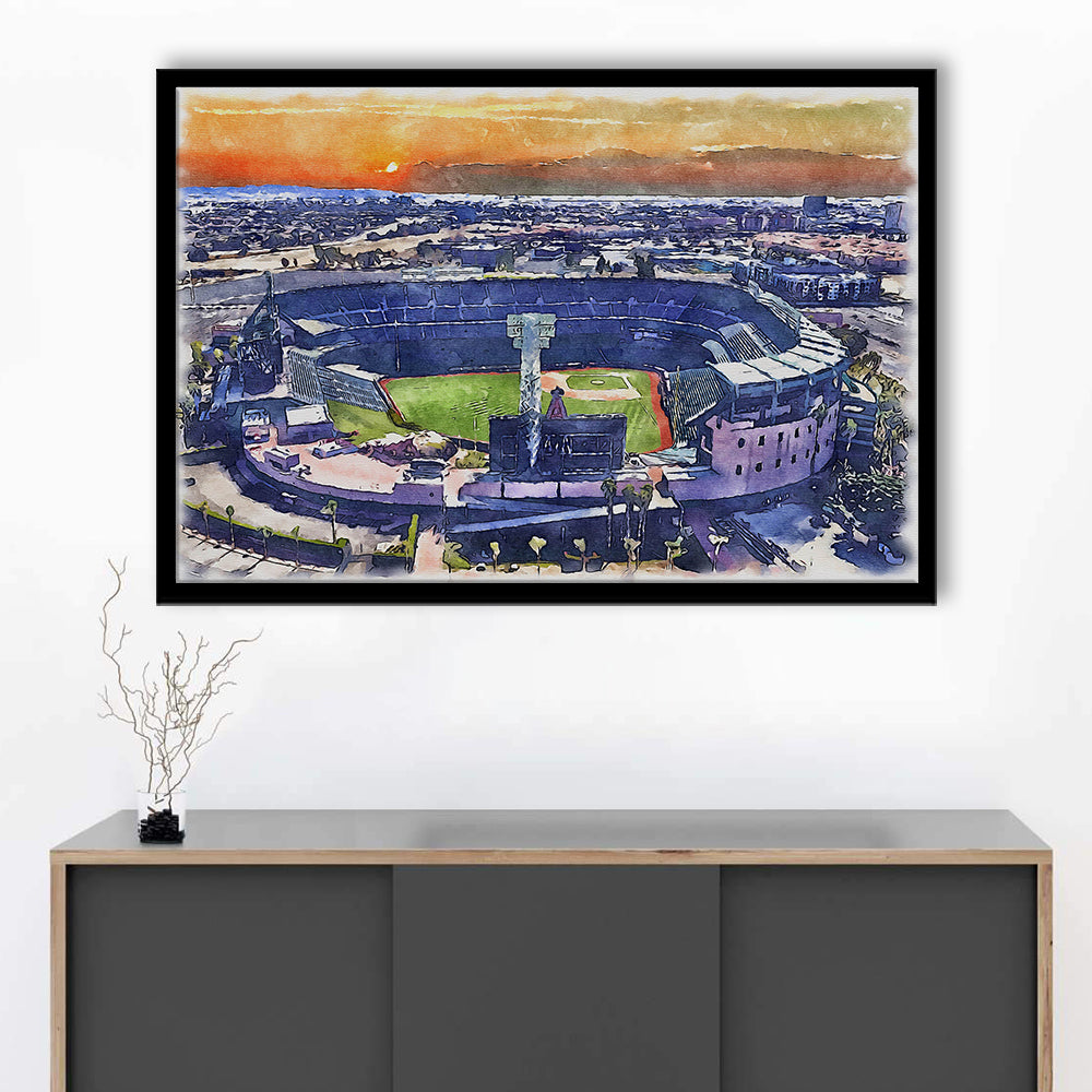 Angel Stadium Painting Canvas, Los Angeles Angels Watercolor, Sport Gift Art, Framed Art Print Wall Decor