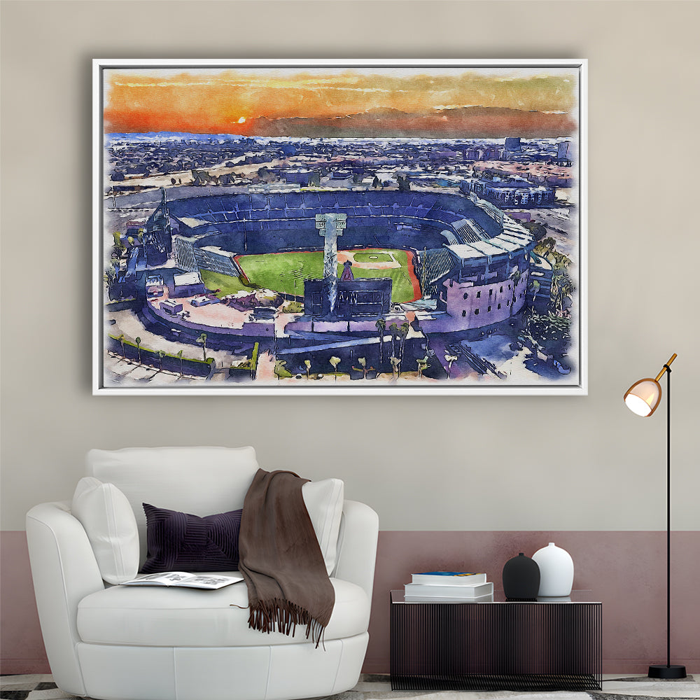 Angel Stadium Painting Canvas, Los Angeles Angels Watercolor, Sport Gift Art, Framed Canvas Print Wall Art