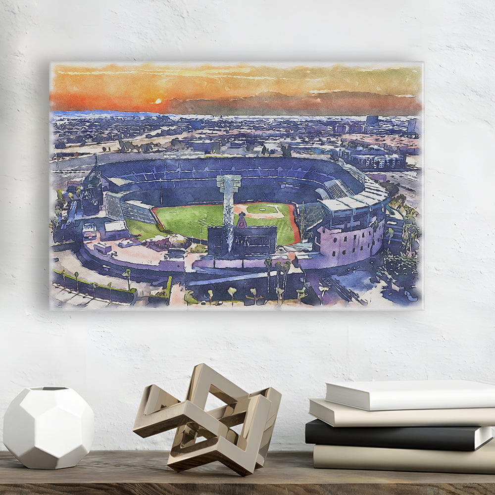 Angel Stadium Painting Canvas, Los Angeles Angels Watercolor, Sport Art, Gifts for him, Canvas Print Wall Art