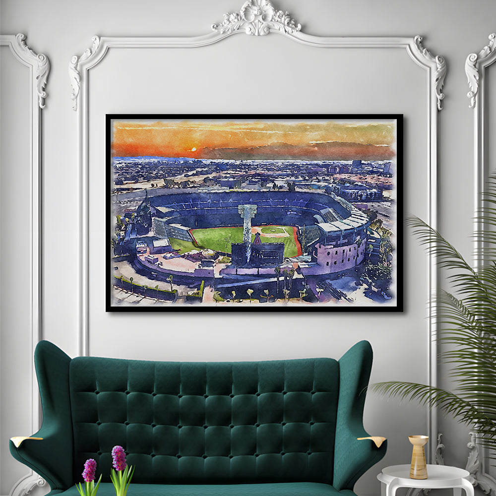 Angel Stadium Painting Canvas, Los Angeles Angels Watercolor, Sport Gift Art, Framed Art Print Wall Decor