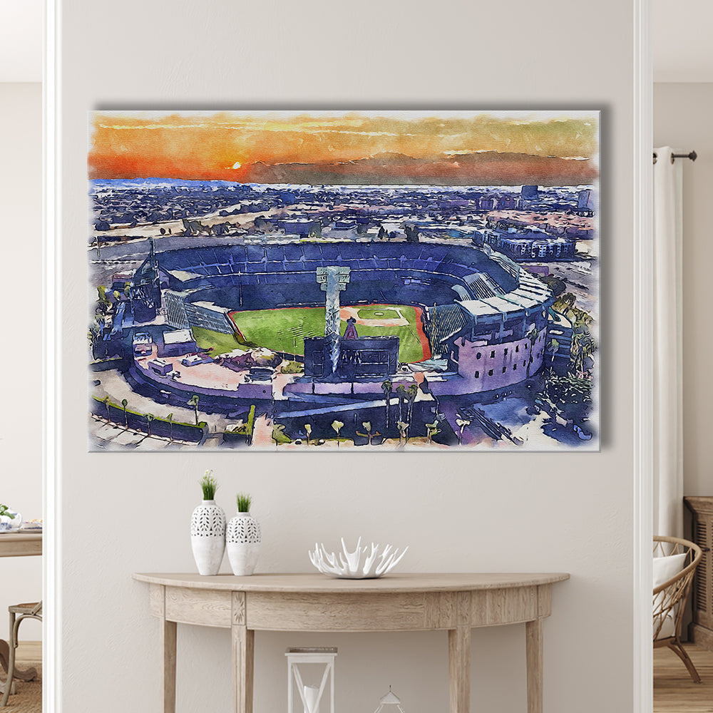 Angel Stadium Painting Canvas, Los Angeles Angels Watercolor, Sport Art, Gifts for him, Canvas Print Wall Art