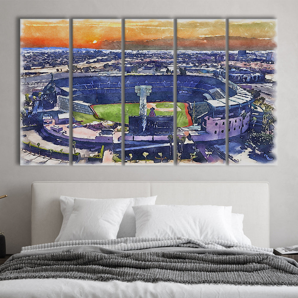 Angel Stadium Painting Canvas, Los Angeles Angels Watercolor, Sport Art, Extra Large Canvas Print Wall Art