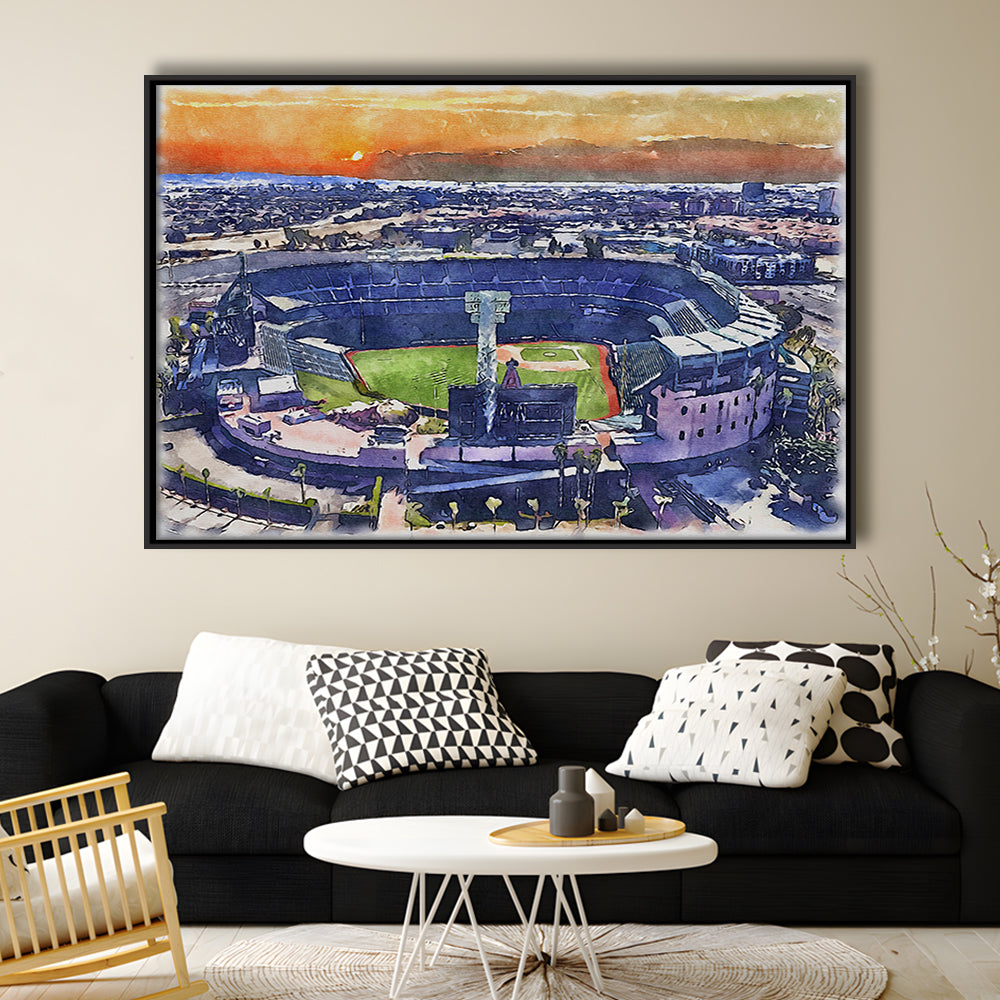 Angel Stadium Painting Canvas, Los Angeles Angels Watercolor, Sport Gift Art, Framed Canvas Print Wall Art