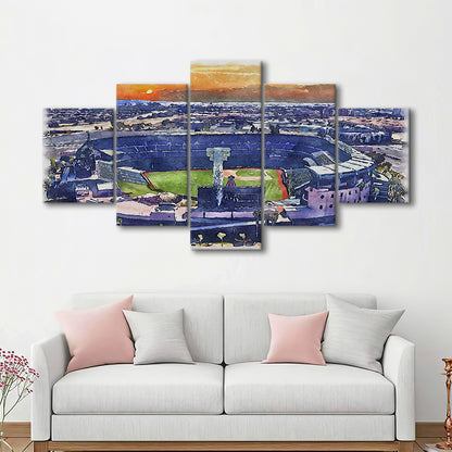 Angel Stadium Painting Canvas, Los Angeles Angels Watercolor, Sport Art, Mixed 5 Panel, Canvas Print Wall Art