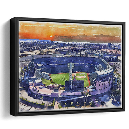 Angel Stadium Painting Canvas, Los Angeles Angels Watercolor, Sport Gift Art, Framed Canvas Print Wall Art