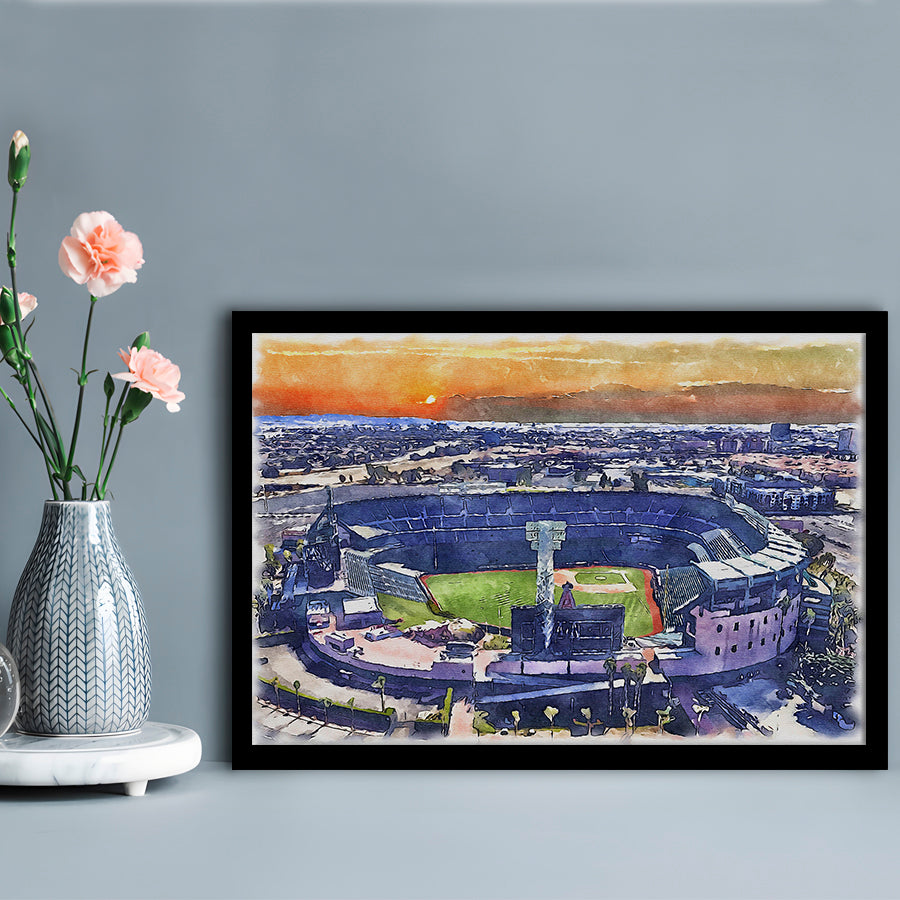 Angel Stadium Painting Canvas, Los Angeles Angels Watercolor, Sport Gift Art, Framed Art Print Wall Decor