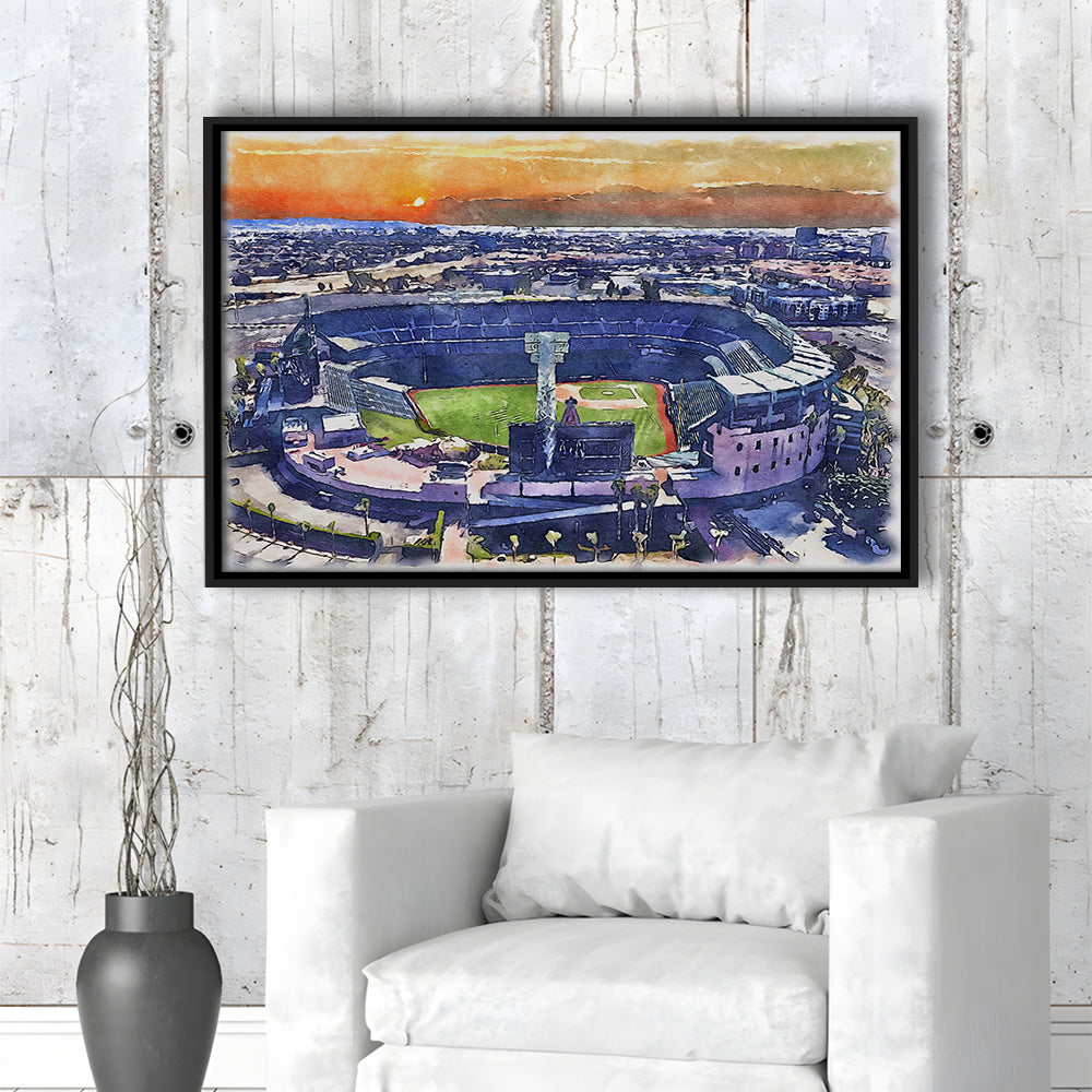 Angel Stadium Painting Canvas, Los Angeles Angels Watercolor, Sport Gift Art, Framed Canvas Print Wall Art