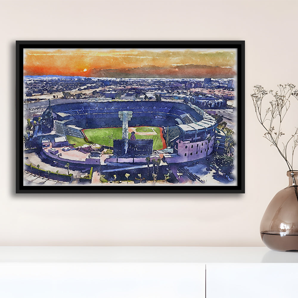 Angel Stadium Painting Canvas, Los Angeles Angels Watercolor, Sport Gift Art, Framed Canvas Print Wall Art