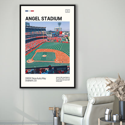 Angel Stadium Print, Los Angeles Angels Stadium Canvas Art, Man Cave Gift, Floating Framed Canvas Print Wall Art