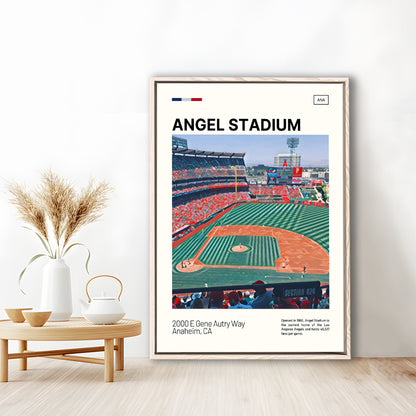 Angel Stadium Print, Los Angeles Angels Stadium Canvas Art, Man Cave Gift, Floating Framed Canvas Print Wall Art
