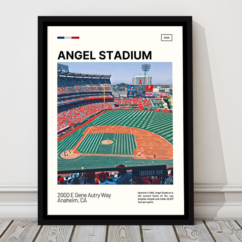 Angel Stadium Print, Los Angeles Angels Stadium Canvas Art, Man Cave Gift, Floating Framed Canvas Print Wall Art