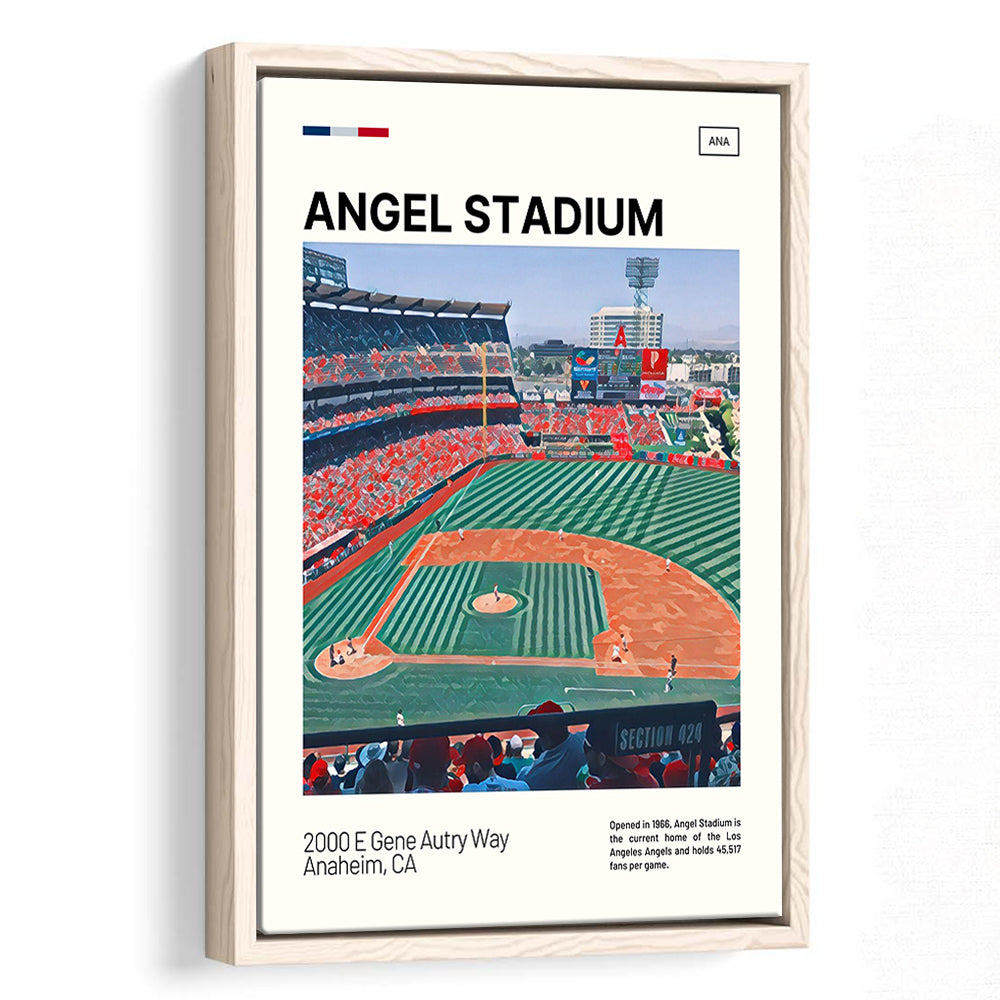 Angel Stadium Print, Los Angeles Angels Stadium Canvas Art, Man Cave Gift, Floating Framed Canvas Print Wall Art
