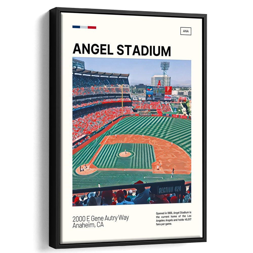 Angel Stadium Print, Los Angeles Angels Stadium Canvas Art, Man Cave Gift, Floating Framed Canvas Print Wall Art