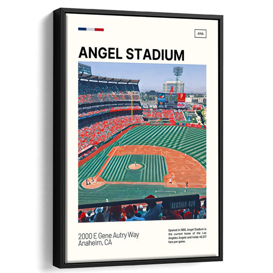 Angel Stadium Print, Los Angeles Angels Stadium Canvas Art, Man Cave Gift, Floating Framed Canvas Print Wall Art