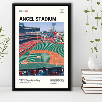 Angel Stadium Print, Los Angeles Angels Stadium Canvas Art, Man Cave Gift, Floating Framed Canvas Print Wall Art