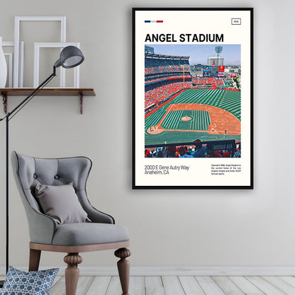 Angel Stadium Print, Los Angeles Angels Stadium Canvas Art, Man Cave Gift, Floating Framed Canvas Print Wall Art
