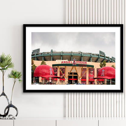 Angel Stadium, Stadium Canvas, Sport Art, Gift for him, White Border Framed Art Print Wall Decor