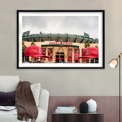 Angel Stadium, Stadium Canvas, Sport Art, Gift for him, White Border Framed Art Print Wall Decor