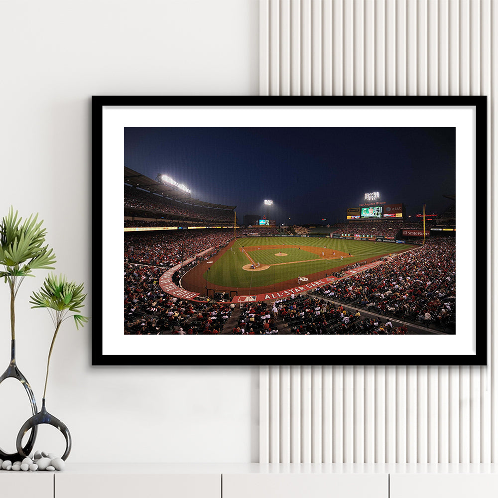 Angel Stadium in Los Angeles, Stadium Canvas, Sport Art, Fan Gifts, White Border Framed Art Print Wall Decor