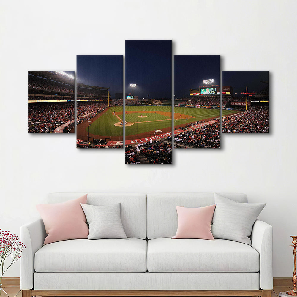 Angel Stadium in Los Angeles, Stadium Canvas, Sport Art, Fan Gifts, 5 Panel, Large Canvas, Canvas Print Wall Art