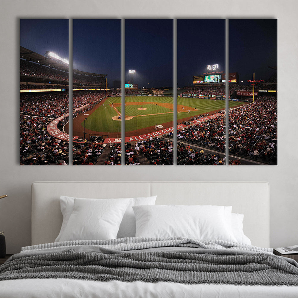 Angel Stadium in Los Angeles, Stadium Canvas, Sport Art, Fan Gifts, 5 Panel B, Extra Large Canvas, Canvas Print Wall Art