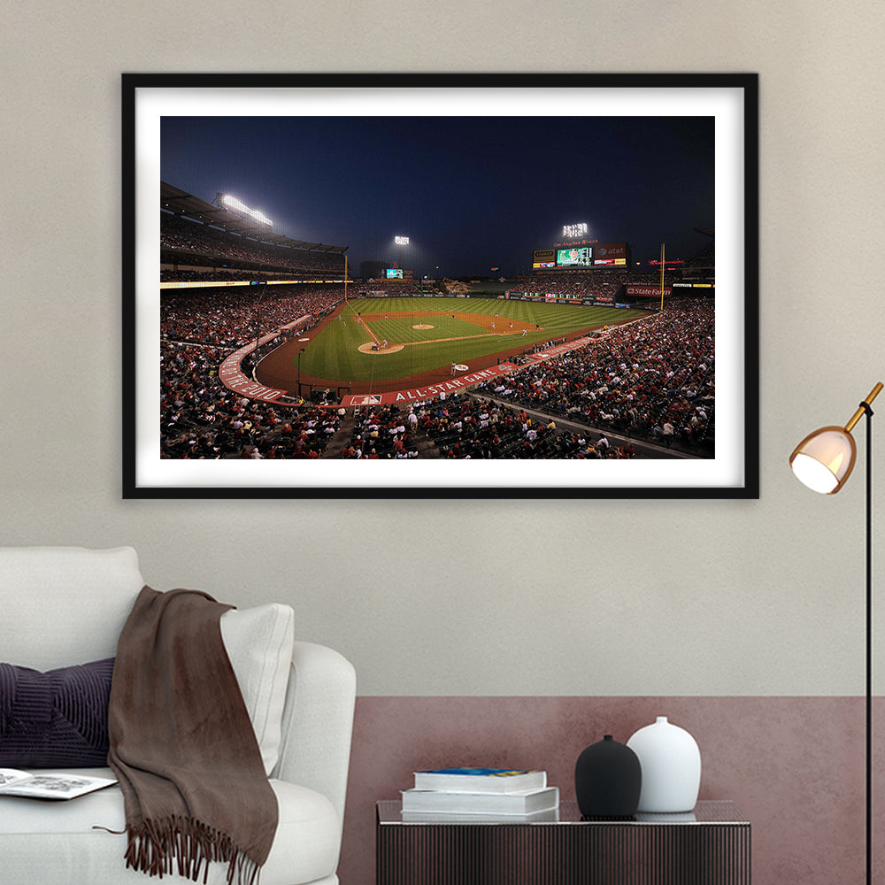Angel Stadium in Los Angeles, Stadium Canvas, Sport Art, Fan Gifts, White Border Framed Art Print Wall Decor