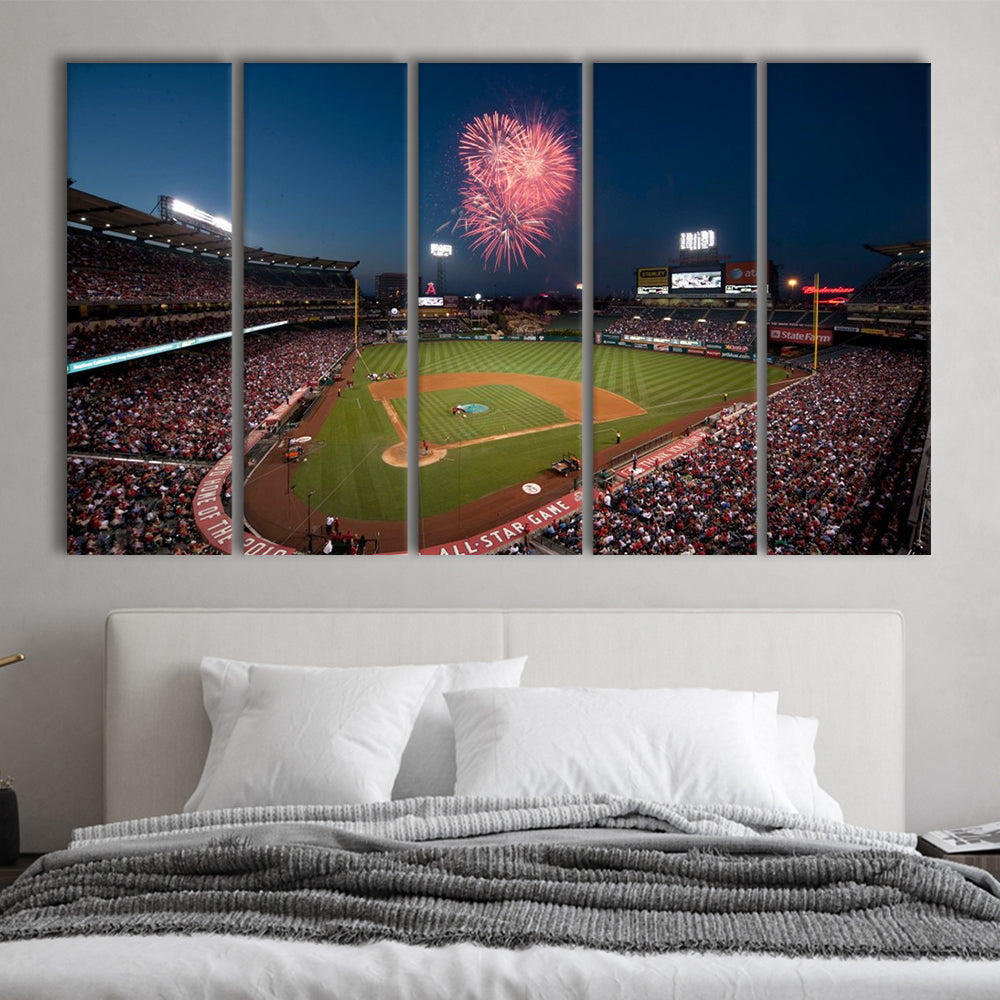 Angel Stadium in Los Angeles, Stadium Canvas, Sport Art, 5 Panel B, Extra Large Canvas, Canvas Print Wall Art