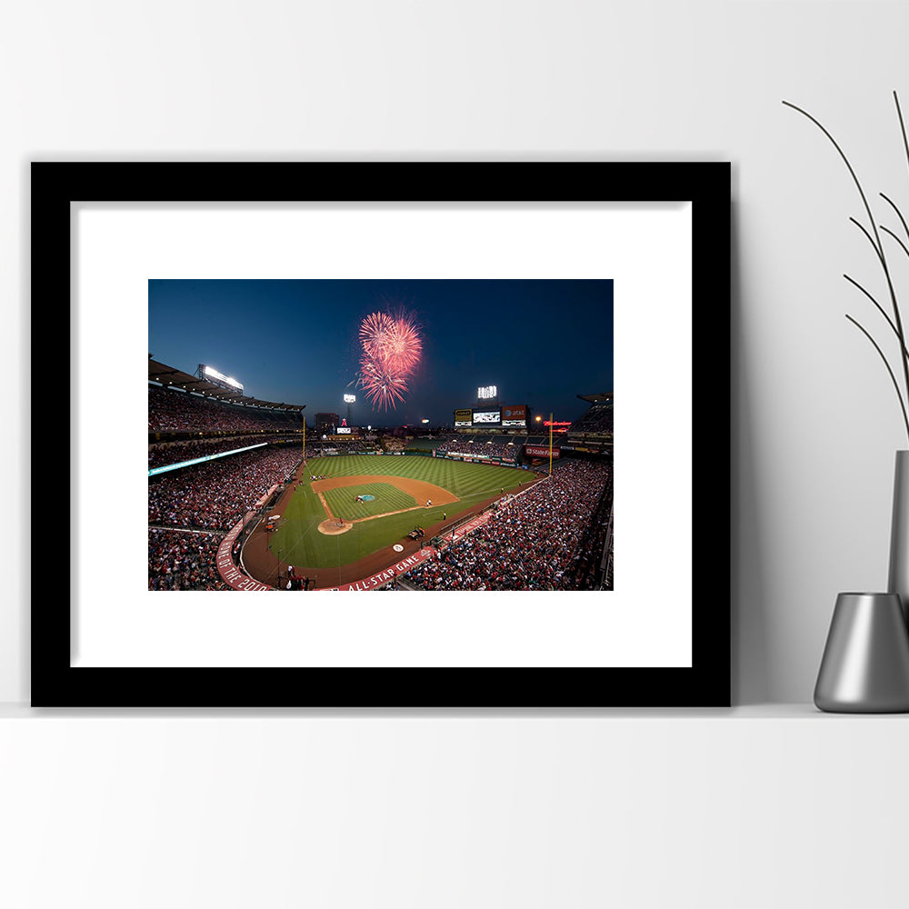 Angel Stadium in Los Angeles, Stadium Canvas, Sport Art, Gift for him, White Border Framed Art Print Wall Decor