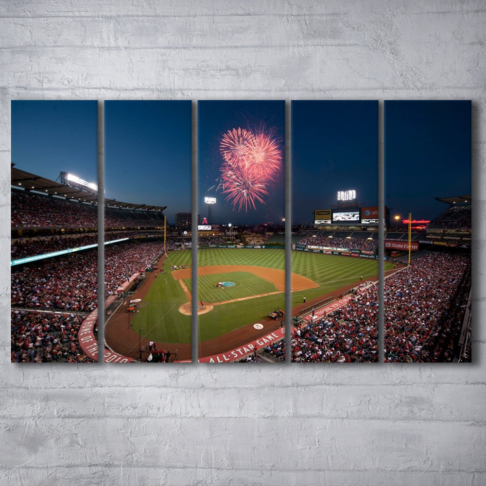 Angel Stadium in Los Angeles, Stadium Canvas, Sport Art, 5 Panel B, Extra Large Canvas, Canvas Print Wall Art