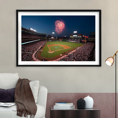 Angel Stadium in Los Angeles, Stadium Canvas, Sport Art, Gift for him, White Border Framed Art Print Wall Decor