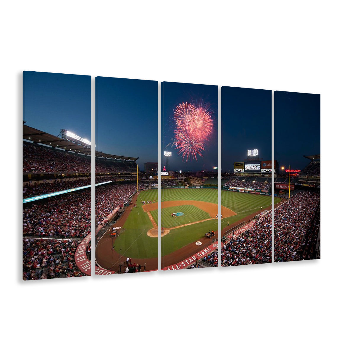 Angel Stadium in Los Angeles, Stadium Canvas, Sport Art, 5 Panel B, Extra Large Canvas, Canvas Print Wall Art