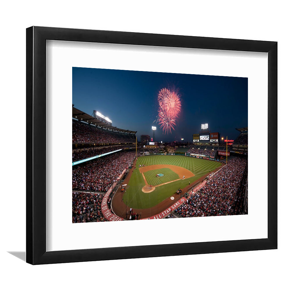 Angel Stadium in Los Angeles, Stadium Canvas, Sport Art, Gift for him, White Border Framed Art Print Wall Decor