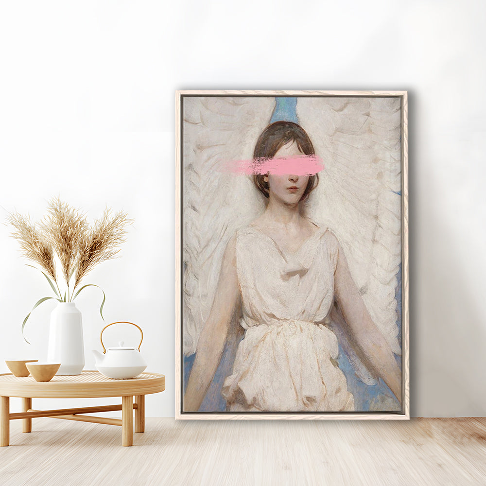 Angel Wall Art Print, Feminist Print, Pink Wall Print, Wall Art, Framed Canvas Prints Wall Art