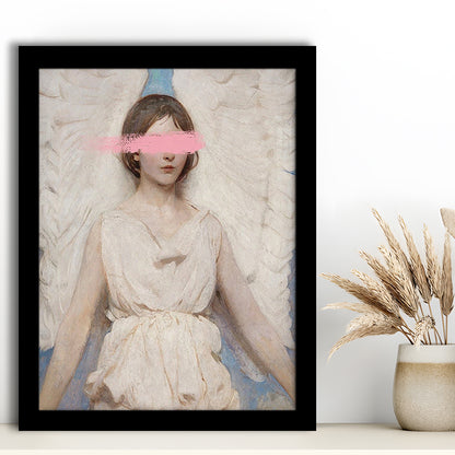 Angel Wall Art Print, Feminist Print, Pink Wall Print, Wall Art, Framed Art Prints Wall Decor