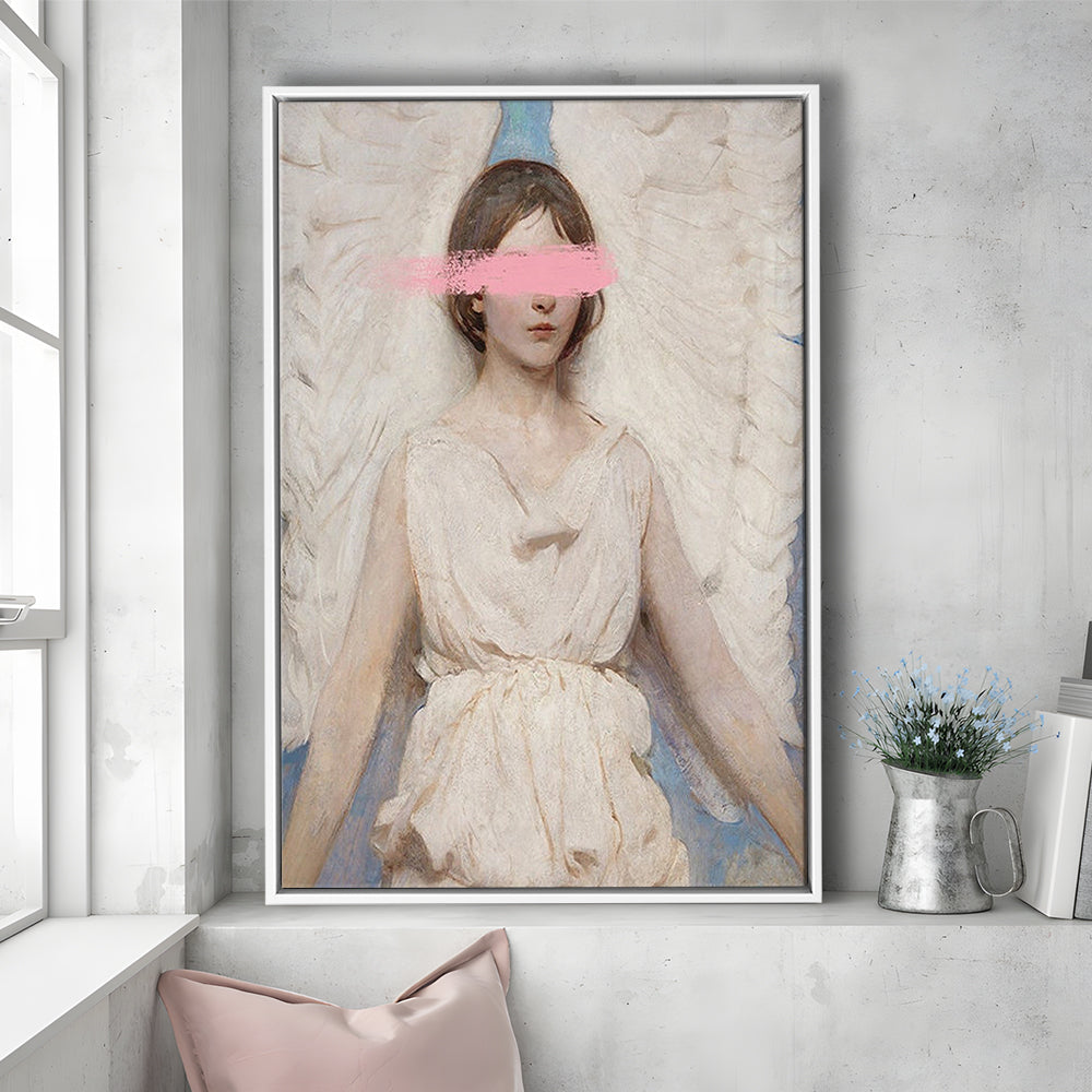 Angel Wall Art Print, Feminist Print, Pink Wall Print, Wall Art, Framed Canvas Prints Wall Art
