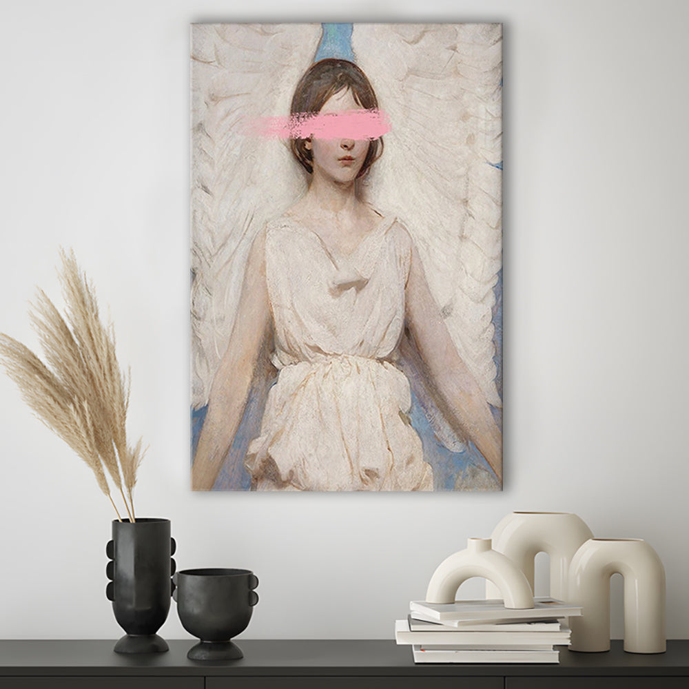 Angel Wall Art Print, Feminist Print, Pink Wall Print, Wall Art, Canvas Prints Wall Art